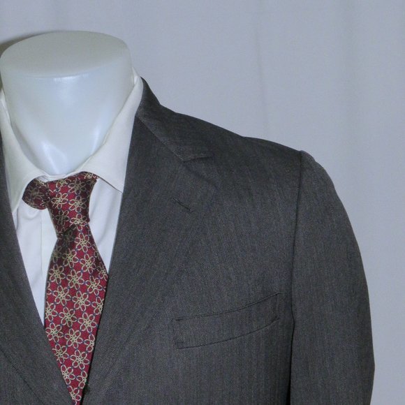 Brooks Brothers Makers Vintage Gray Herringbone Three Roll Two Suit 40R - Picture 1 of 15